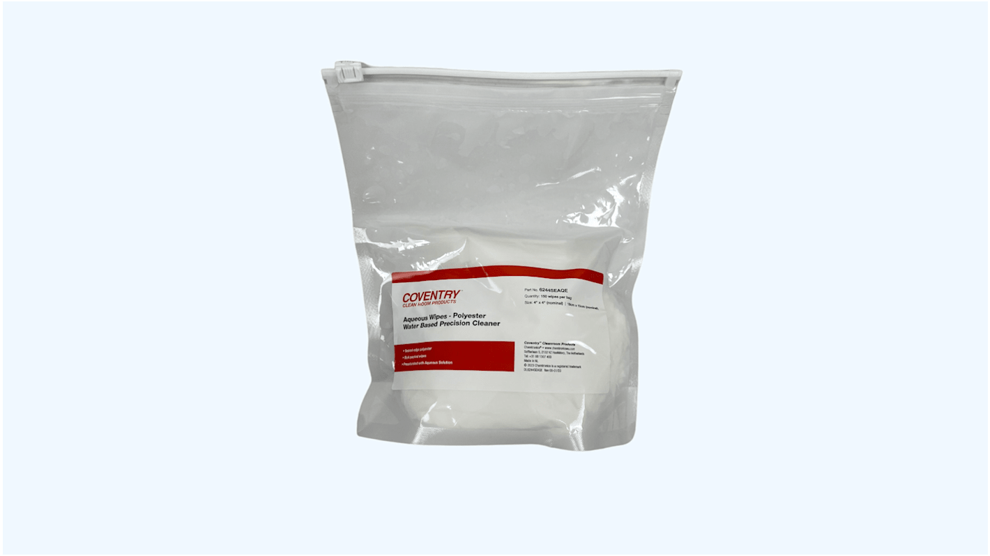 Chemtronics Coventry Poly-Wipes Reinigungstücher, 1 Lagig, Weiß, 100 x 100mm, 150 Tücher pro Packung