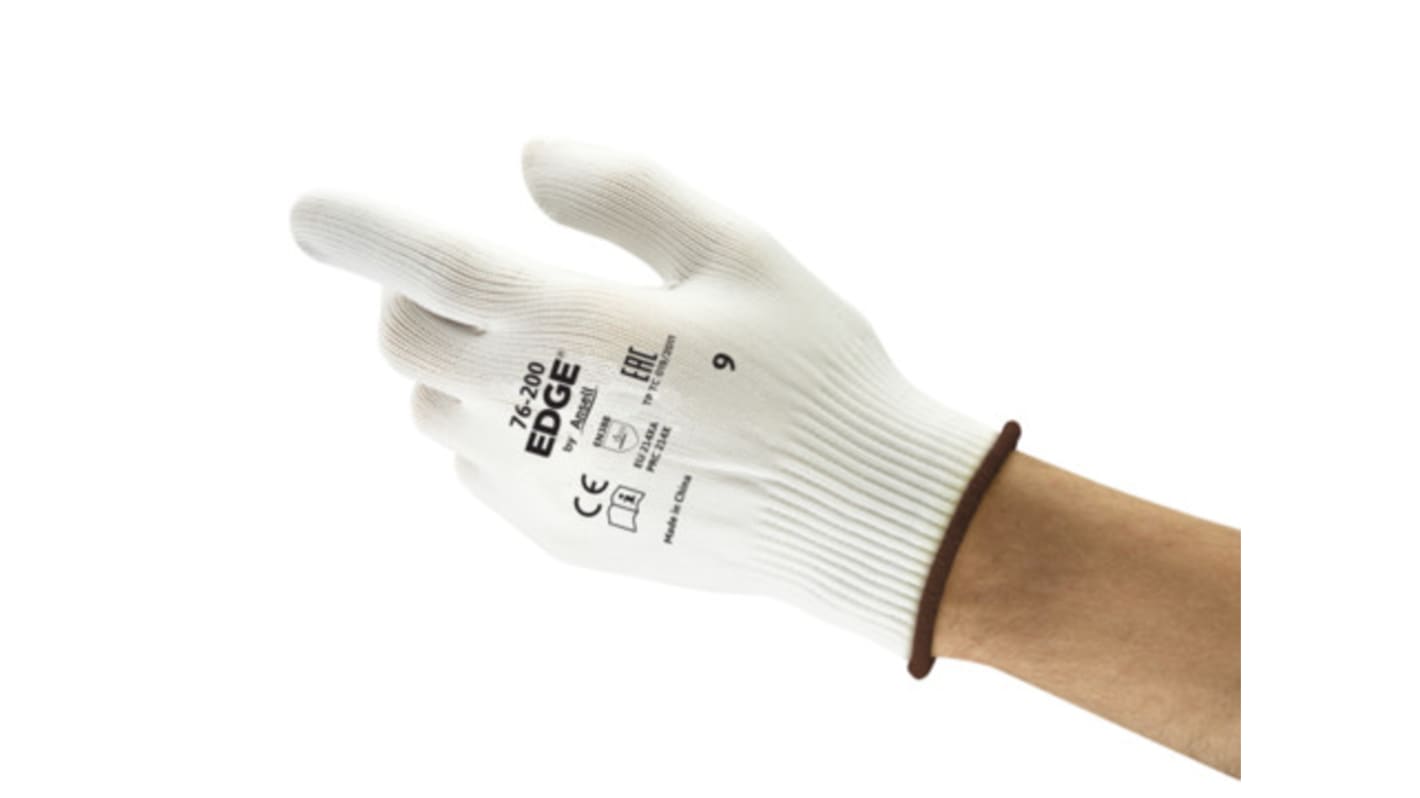 Ansell EDGE 76-200 White Nylon Breathable Gloves, Size 9