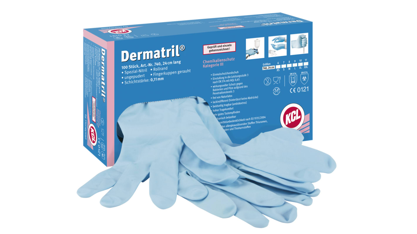 Gants de manutention Honeywell Safety Dermatril taille 10, Résiste aux produits chimiques, Bleu