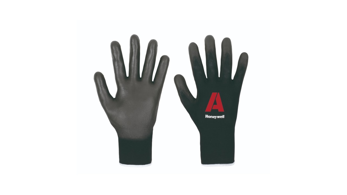 Guantes de trabajo de Poliamida Negro Honeywell Safety serie Vertigo, talla 6, con recubrimiento de Poliuretano