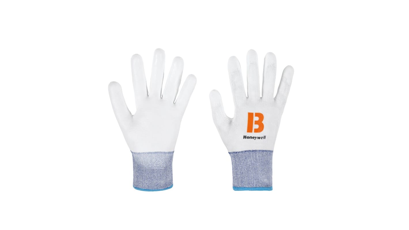 Guantes de trabajo de Licra, Spectra Blanco Honeywell Safety serie Vertigo, talla 7, con recubrimiento de Poliuretano