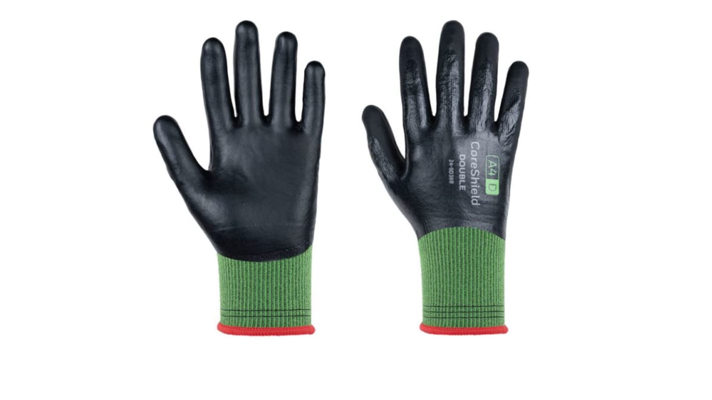 Honeywell Safety CoreShield Double Black Micro-Foam Nitrile Cut Resistant Work Gloves, Size 8, Medium, Nitrile Coating