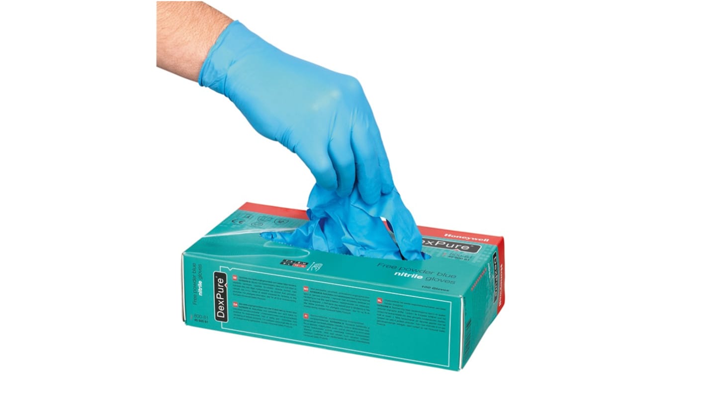 Honeywell Safety Dexpure Blue Nitrile Chemical Resistant Work Gloves, Size 10