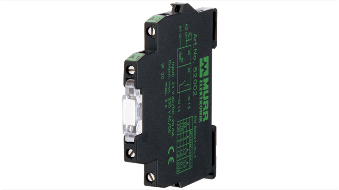 Murrelektronik Limited MIRO TR Series Solid State Interface Relay, 48 Vdc Control, 0.5 A Load, DIN Rail Mount