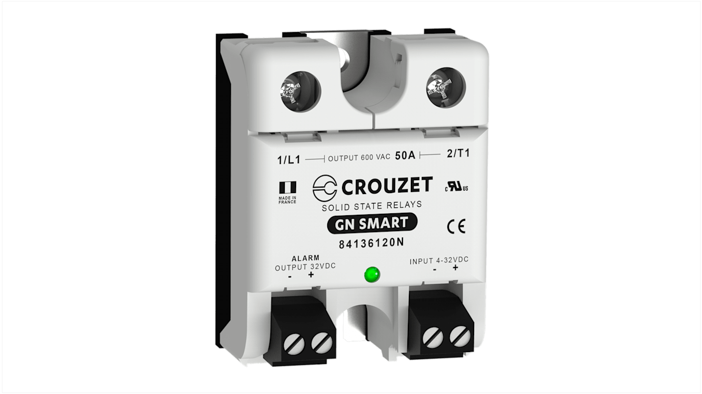 Crouzet GN Smart Series Solid State Relay, 50 A Load, Panel Mount, 600 V ac Load, 32 Vdc Control