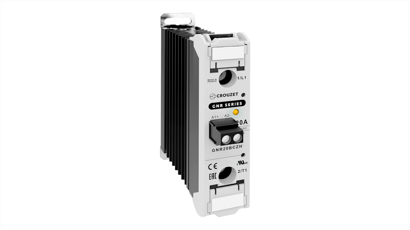 Crouzet GNR Series Solid State Relay, 20 A Load, DIN Rail Mount, 660 V ac Load, 140 V ac Control