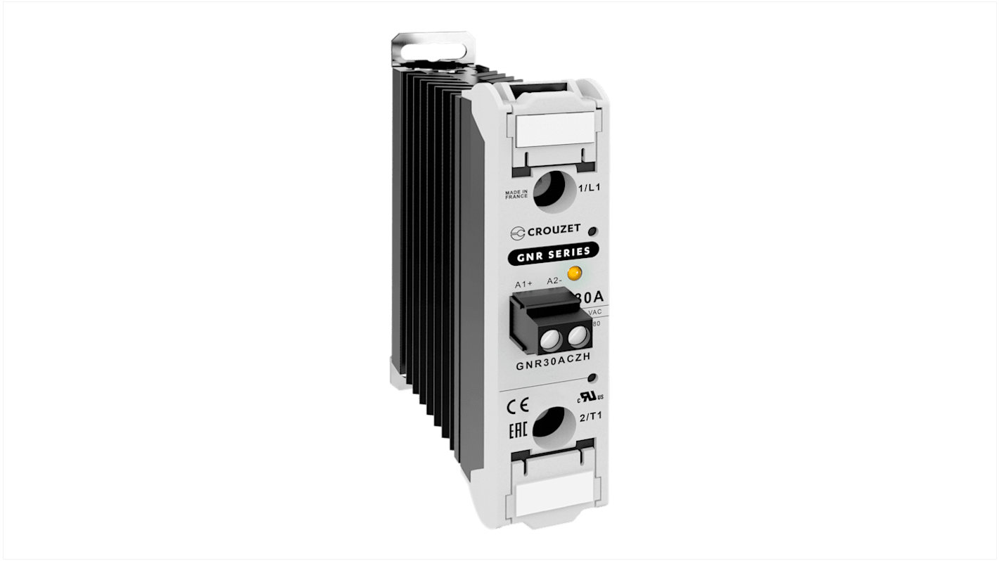Crouzet GNR Series Solid State Relay, 30 A Load, DIN Rail Mount, 660 V ac Load, 280 V ac Control