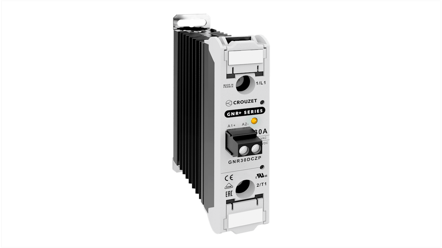 Relé de estado sólido Crouzet GNR+, 30 A máx., montaje en carril DIN