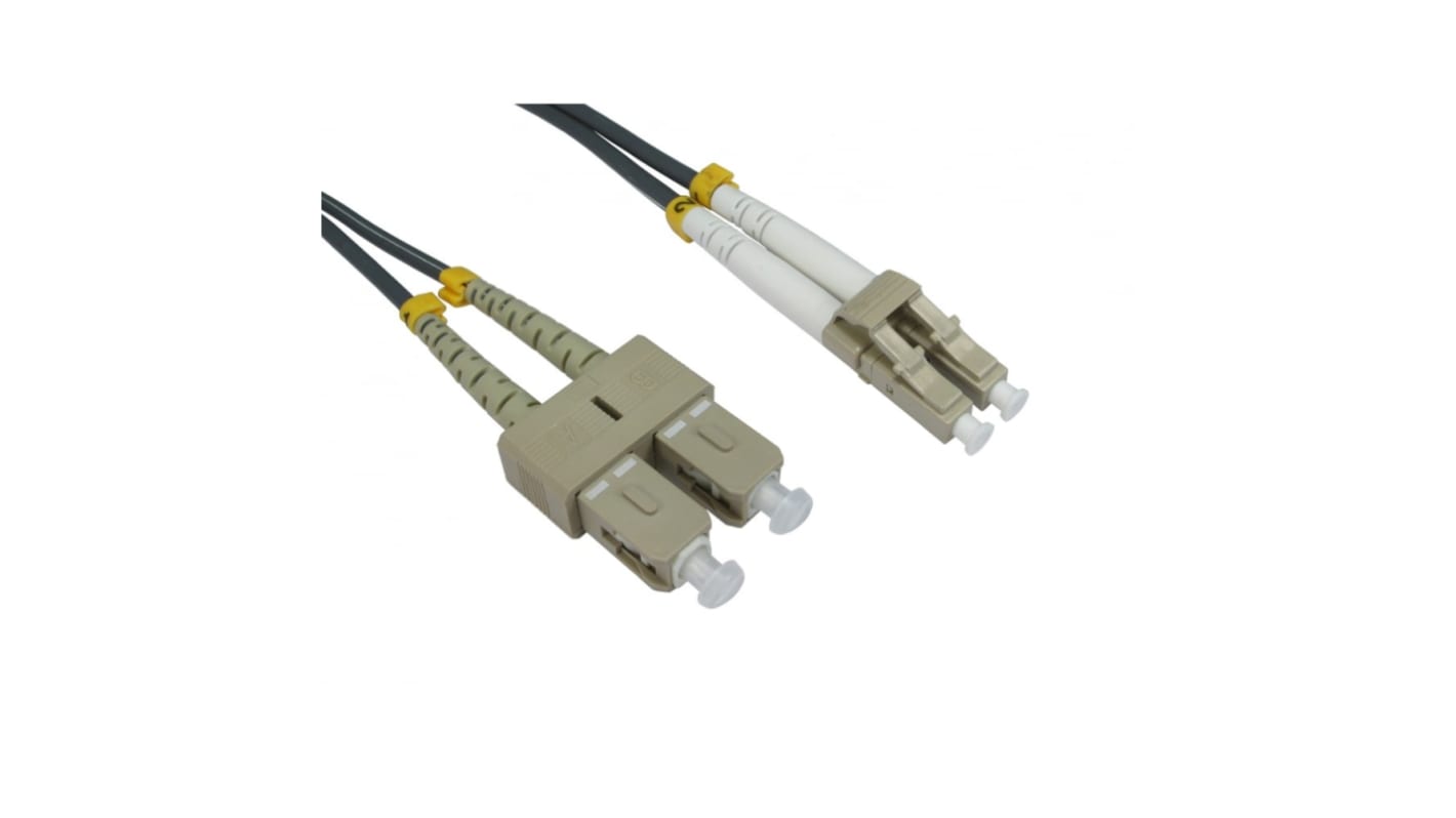 RS PRO LC to SC Duplex Multi Mode OM1 Fibre Optic Cable, 3mm, Grey, 1m