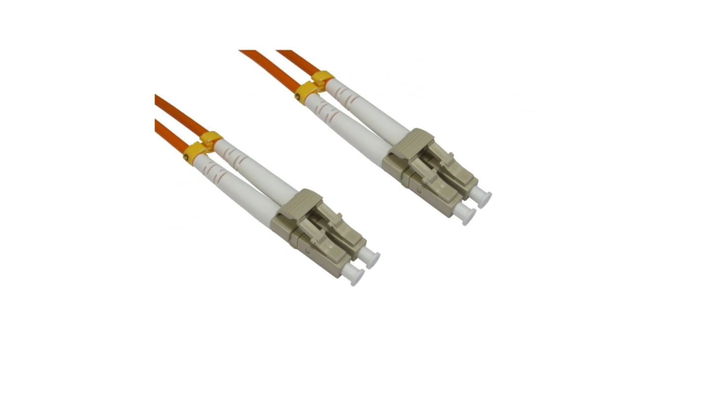 RS PRO LC to LC Duplex Multi Mode OM2 Fibre Optic Cable, 3mm, Orange, 500mm