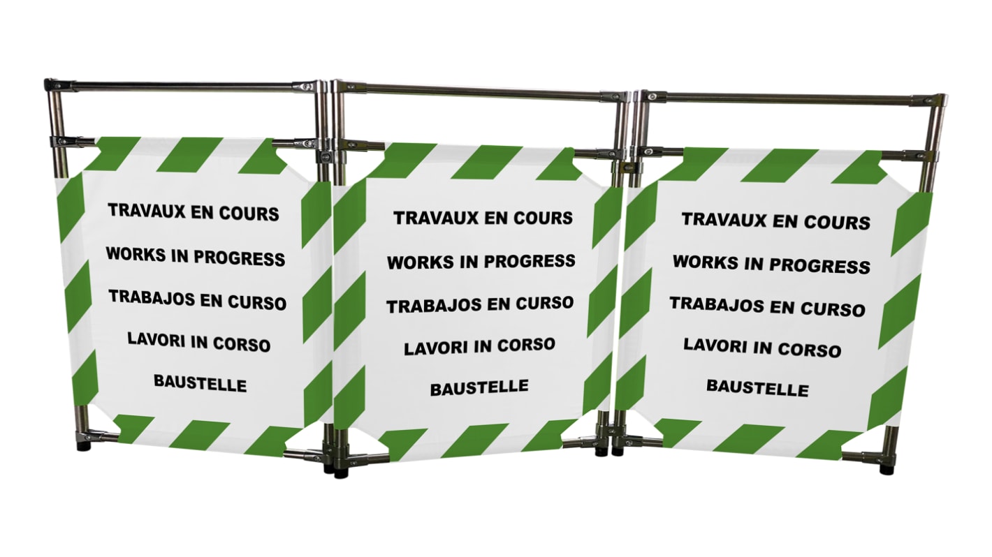 Green, Grey, White Polyester, Stainless Steel Safety Barrier