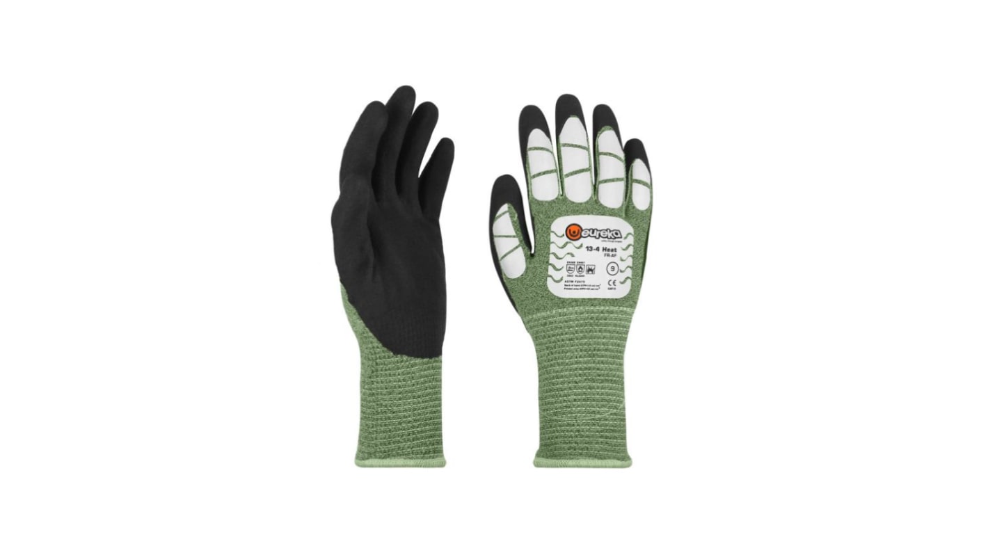 Tranemo RG0004 Black, Green 1% Anti-static, 10% Aramid, 10% Polyamide, 79% FR Viscose Flame Resistant Gloves, Size 6,