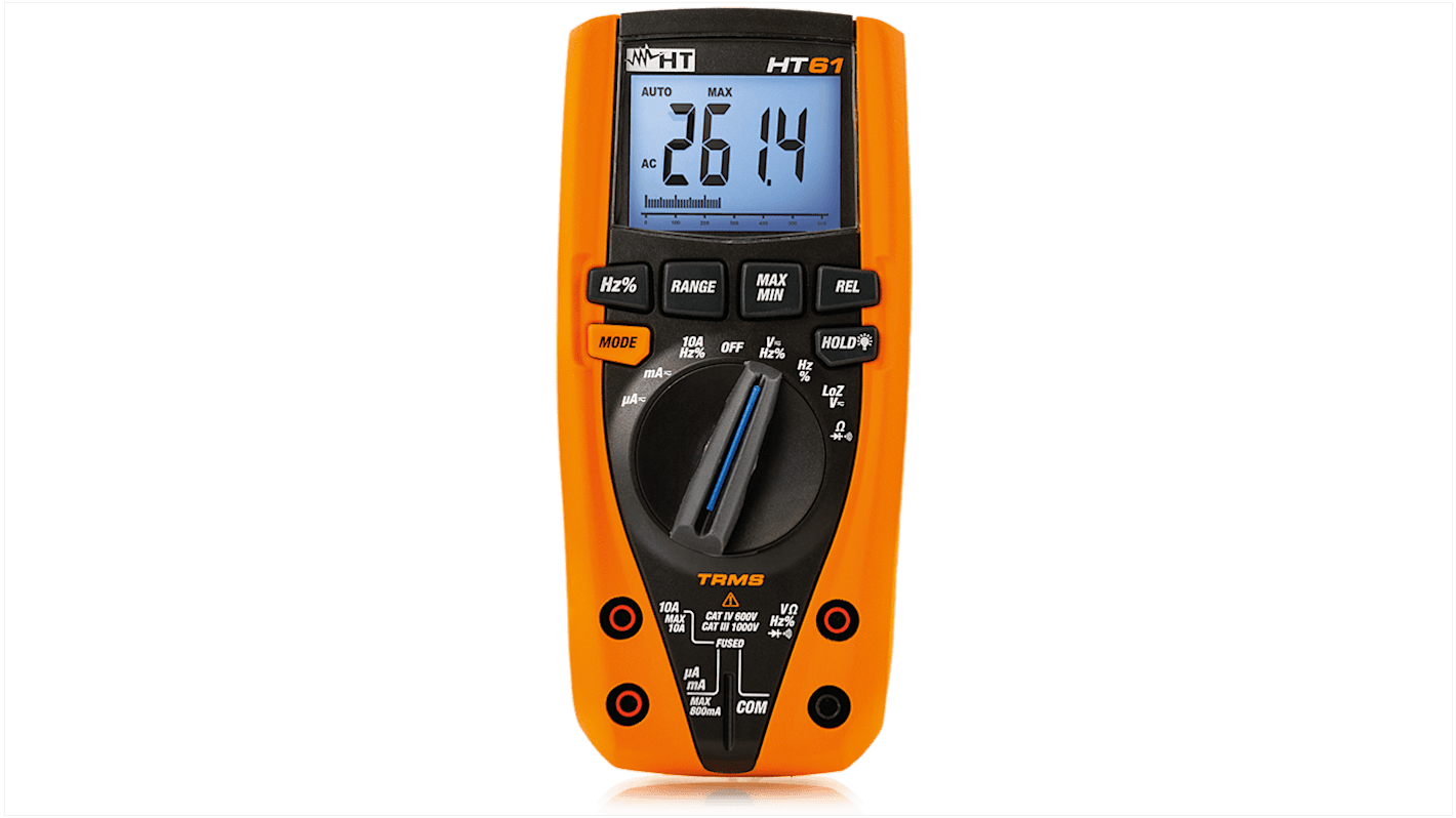 Multimetro Portatile HT Italia HT61, 1000V ca, 10A ca, True RMS, Cert. ISO