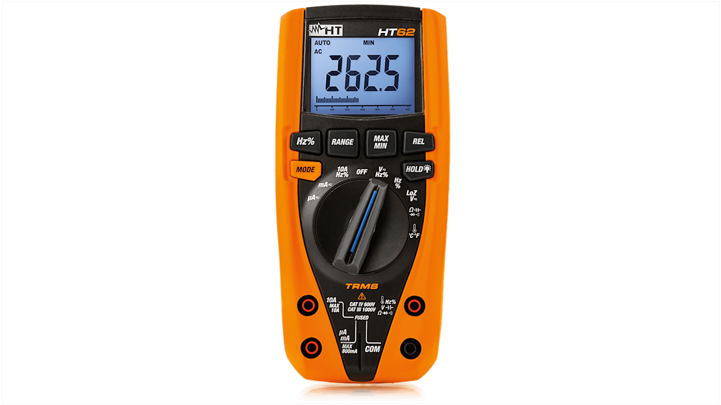 Multimetro Portatile HT Italia HT62, 1000V ca, 10A ca, True RMS, Cert. ISO