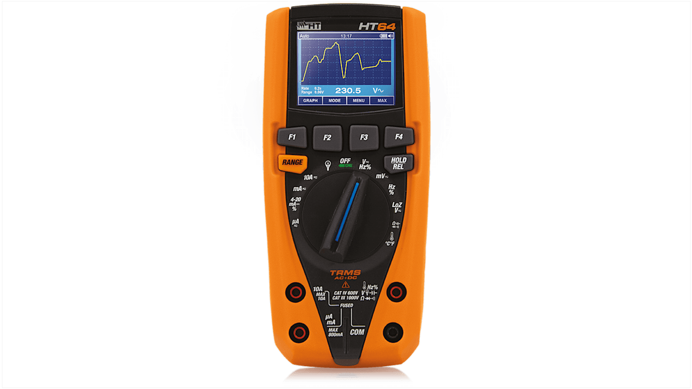 Multimetro Portatile HT Italia HT64, 1000V ca, 10A ca, True RMS, Cert. LAT