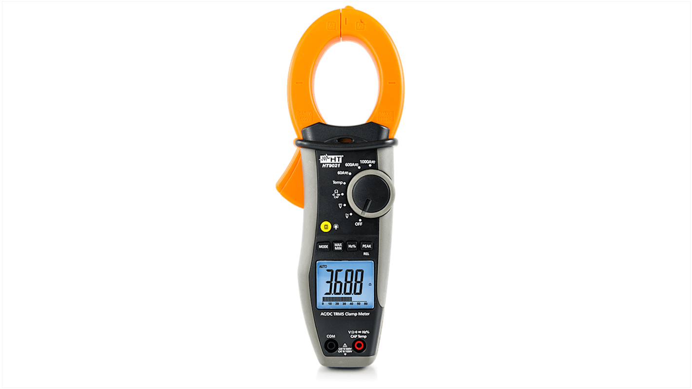 Pinza amperometrica AC/DC TRMS HT Italia HT9021, con misura di temperatura, Max 1000A ca, Max 1000V cc, Cert. ISO