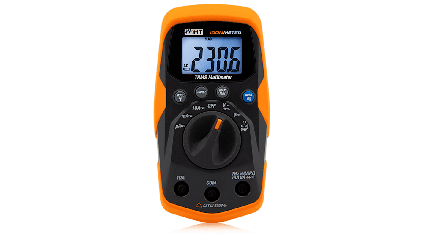 Multimetro Portatile HT Italia IRONMETER, 600V ca, 10A ca, True RMS, Cert. LAT