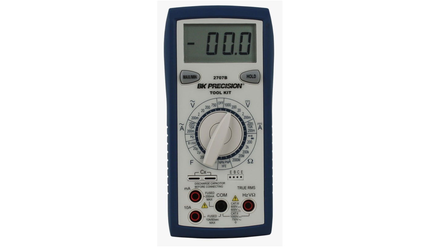 BK Precision BK2707B Hand Digital Multimeter, CAT II, CAT III 750V ac / 10A ac, 2GΩ, DKD/DAkkS-kalibriert