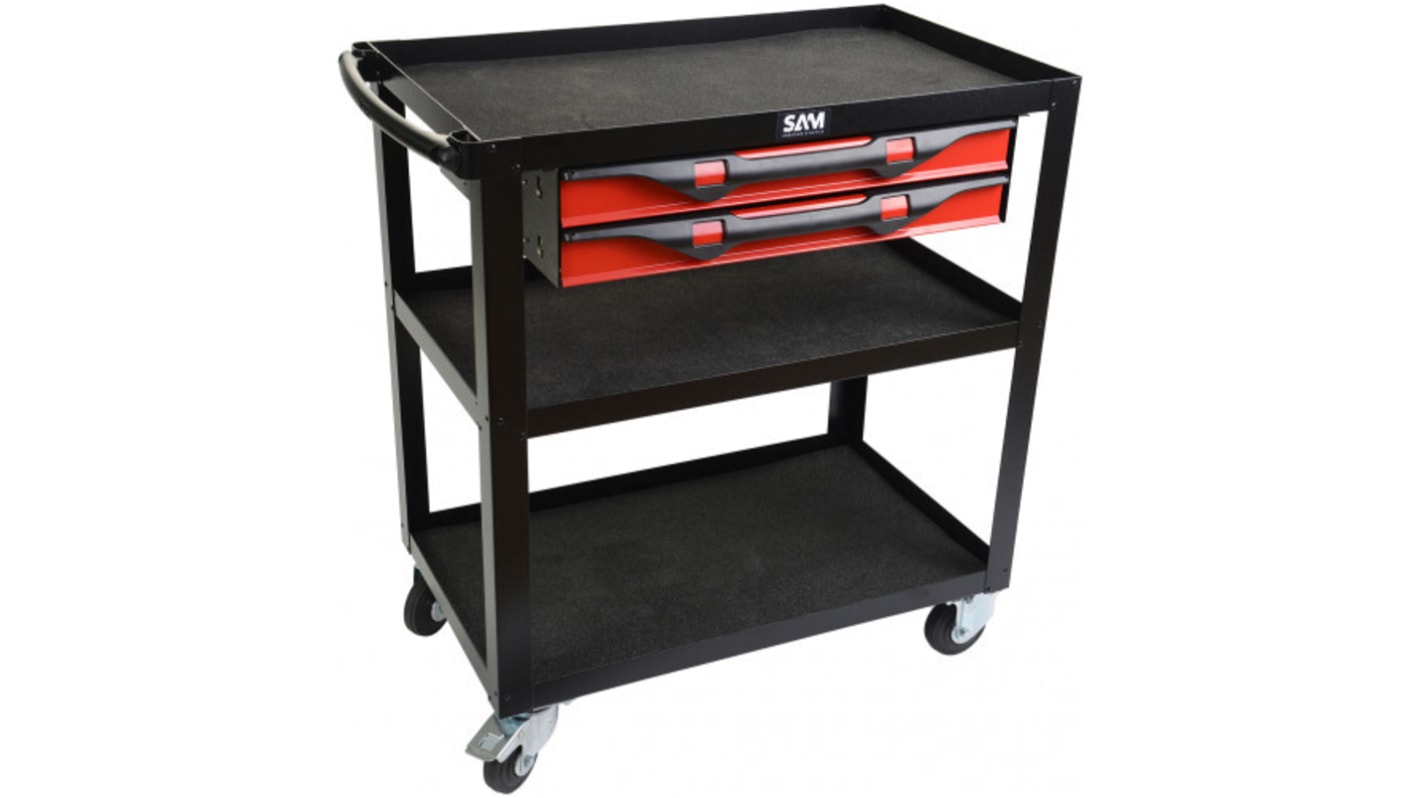 SAM 2 drawer Steel Wheeled Tool Trolley, 40mm x 460mm x 770mm