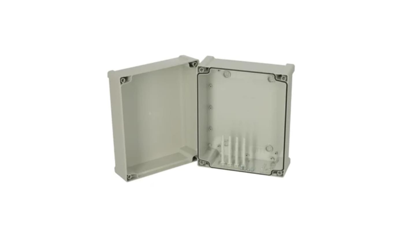 Fibox TA Series Grey ABS Enclosure, IP65, IK07, Grey Lid, 289 x 239 x 151.5mm