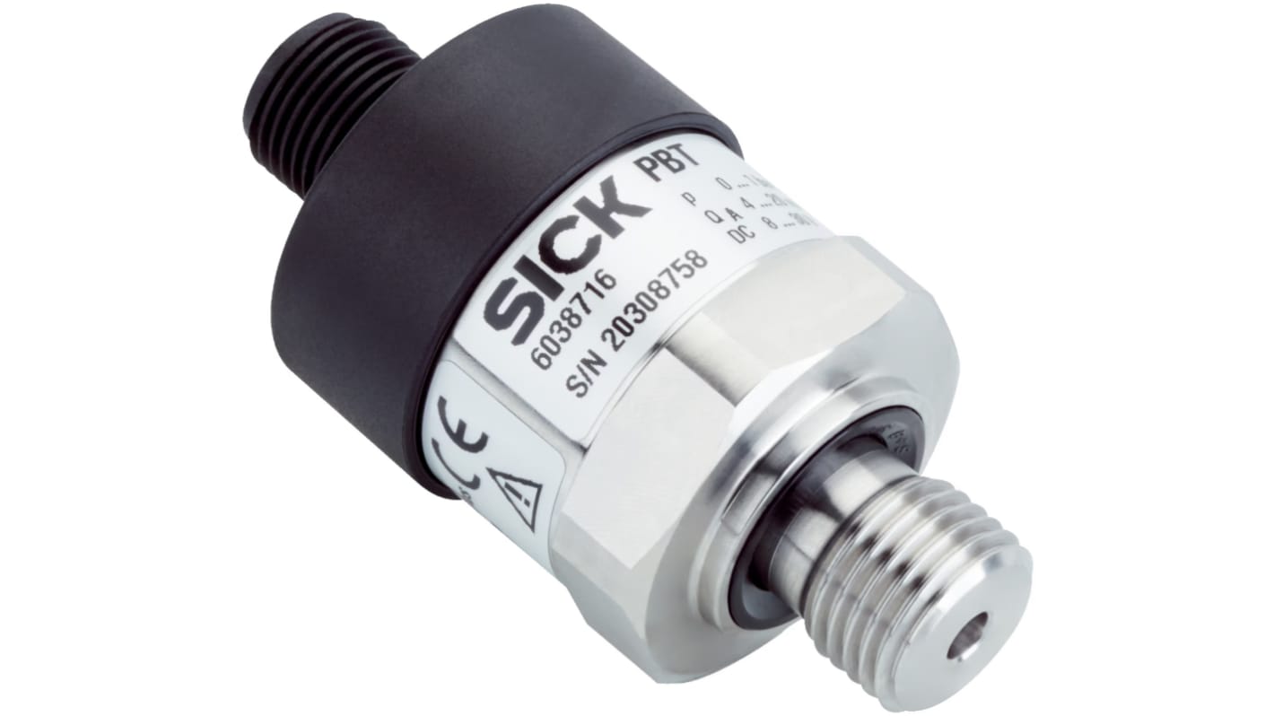 Sick PBT Series Pressure Transmitter, 0bar Min, 2.5bar Max, 2 wire, 4 → 20 mA Output, Absolute Reading