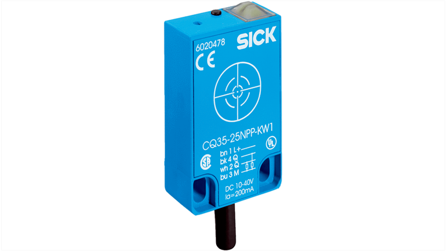 Sick CQ35 Kapazitiver Sensor Kapazitiv, Rechteckig 4 → 25 mm NPN 10 → 36 V dc / 200 mA, IP67