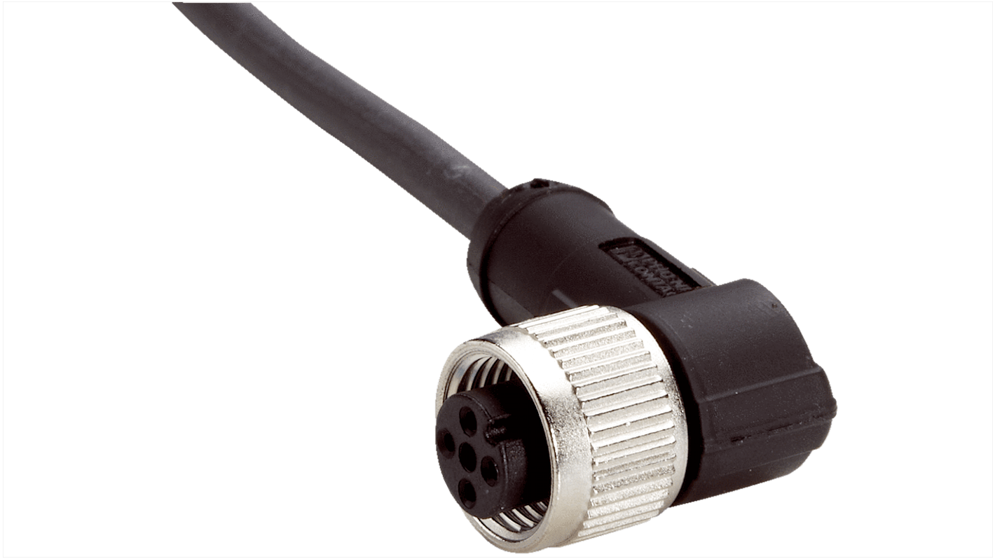Sick Right Angle Female 4 way M12 to 4 way Connector & Cable, 5m