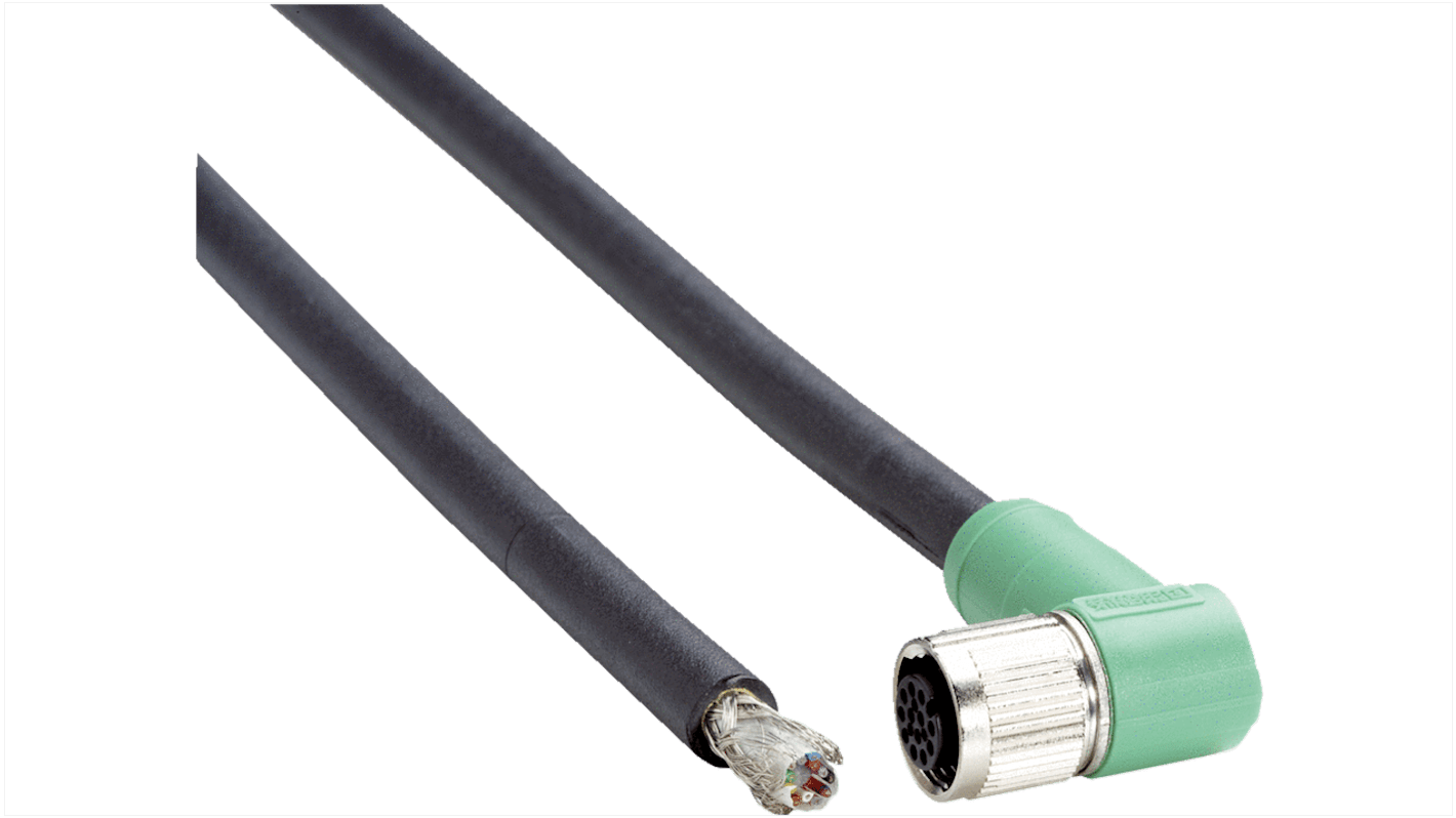 Sick Right Angle Female 12 way M12 to 12 way Connector & Cable, 10m