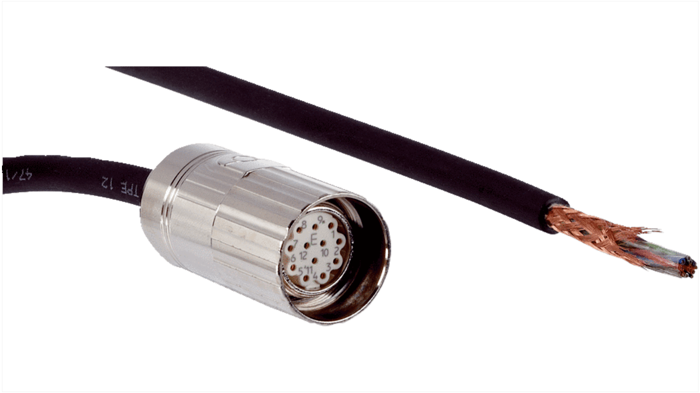 Sick Straight Female 12 way M23 to Unterminated Connector & Cable, 10m