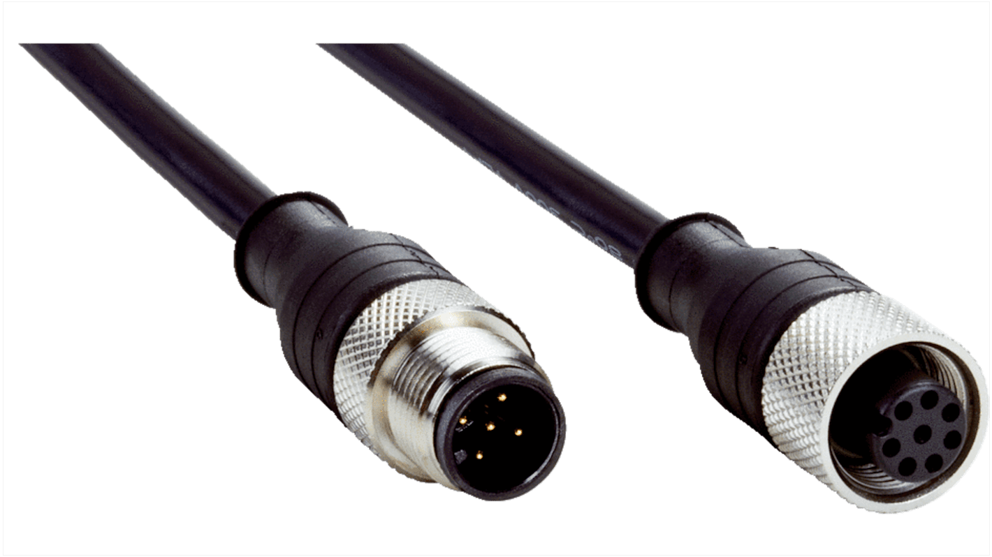 Sick Straight Female 8 way M12 to Straight Male 5 way M12 Connector & Cable, 100mm