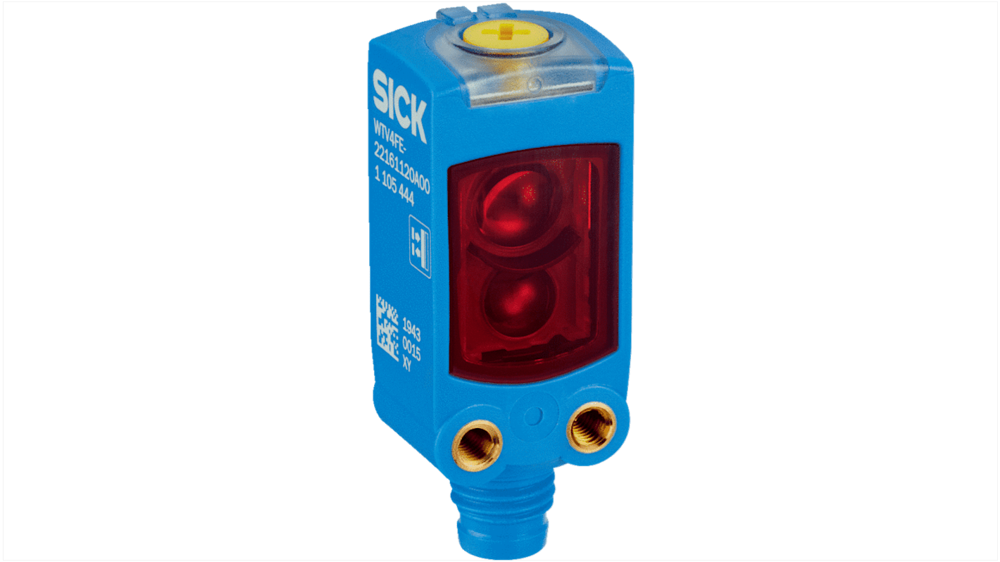 Sick WTV4FE Rechteckig Optischer Sensor, Hintergrundunterdrückung, Bereich 50 mm, PNP / NPN Ausgang, 3-polig, Stecker