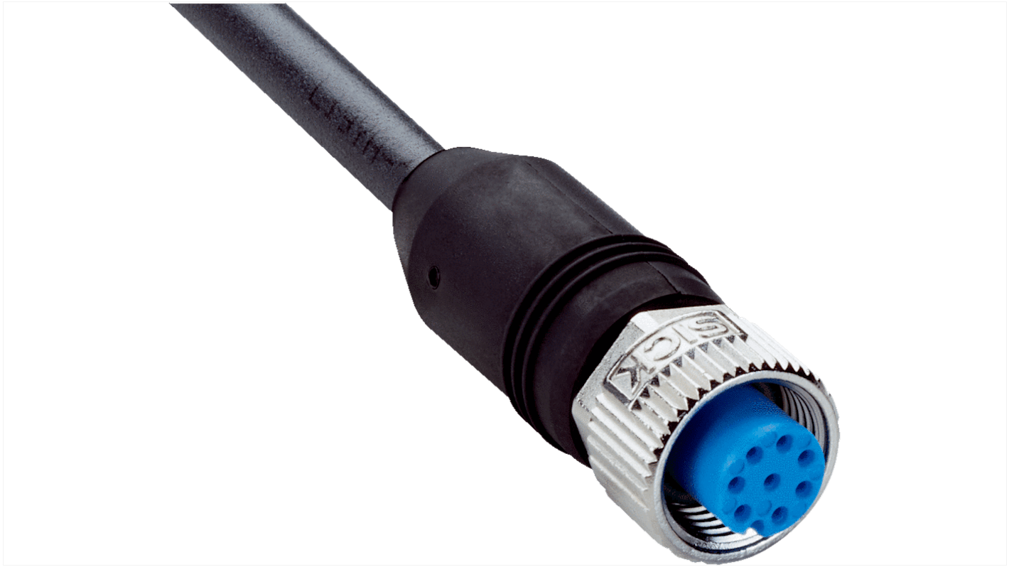 Sick Straight Female 8 way M12 to Connector & Cable, 1m