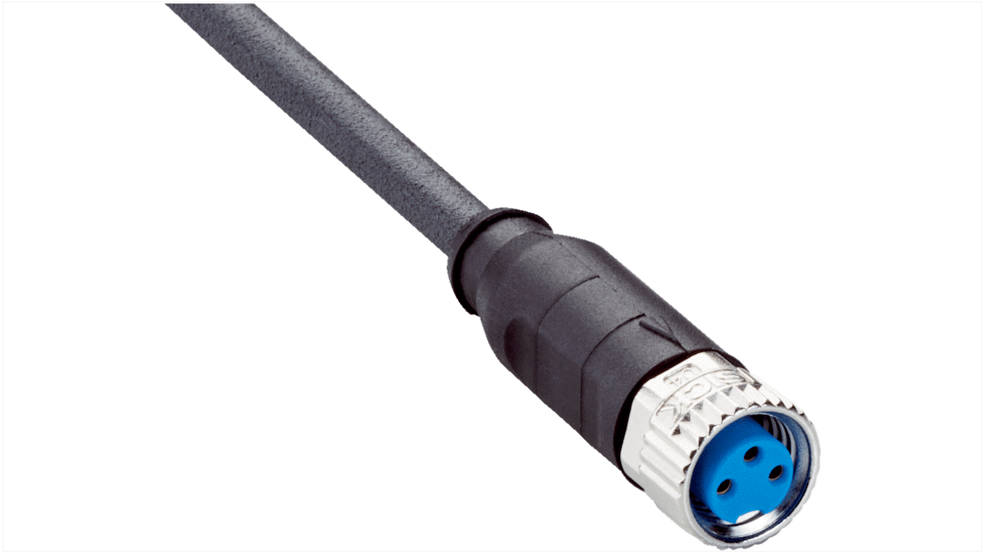 Conector y cable Sick, con. A M8 Hembra, 3 polos, cod.: A, long. 10m, 1,5 kV, 4 A, IP65, IP66K, IP67