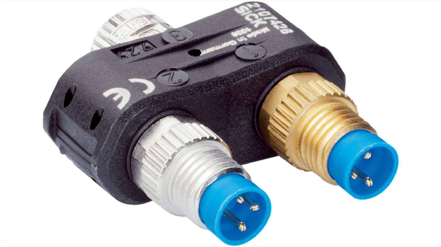 Conector Sick macho Con forma de Y serie YF8U14 macho, Montaje roscado, IP67