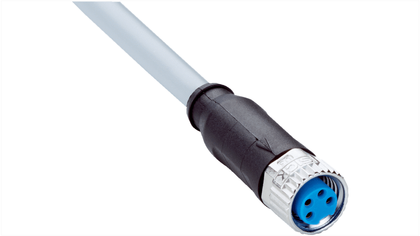 Conector y cable Sick, con. A M8 Hembra, 4 polos, cod.: A, long. 2.5m, 1,5 kV, 4 A, IP65, IP66K, IP67