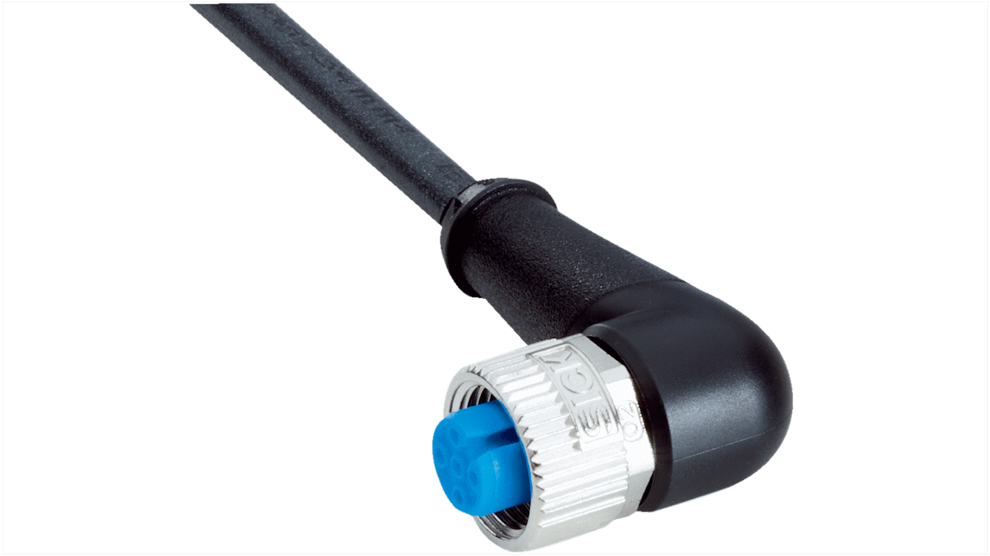 Conector y cable Sick, con. A M12 Hembra, 4 polos, cod.: A, long. 1.2m, 2,5 kV, 4 A, IP65, IP66K, IP67