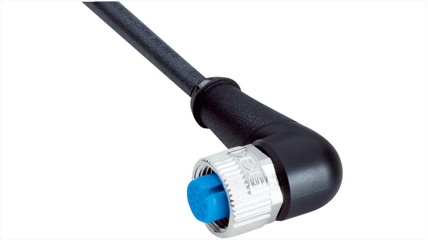 Sick Right Angle Female 4 way M12 to Connector & Cable, 3m