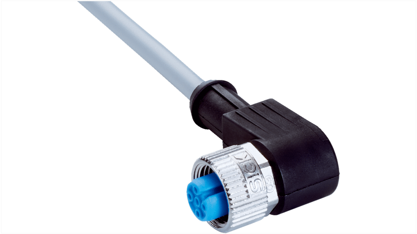 Conector y cable Sick, con. A M12 Hembra, 4 polos, cod.: A, long. 3m, 2,5 kV, 4 A, IP65, IP66K, IP67