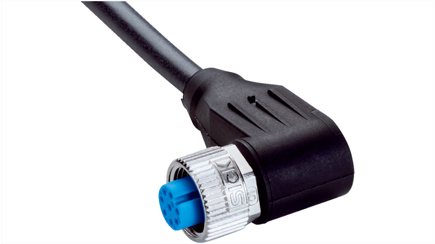 Conector y cable Sick, con. A M12 Hembra, 8 polos, cod.: A, long. 5m, 800 V, 2 A, IP65, IP66K, IP67