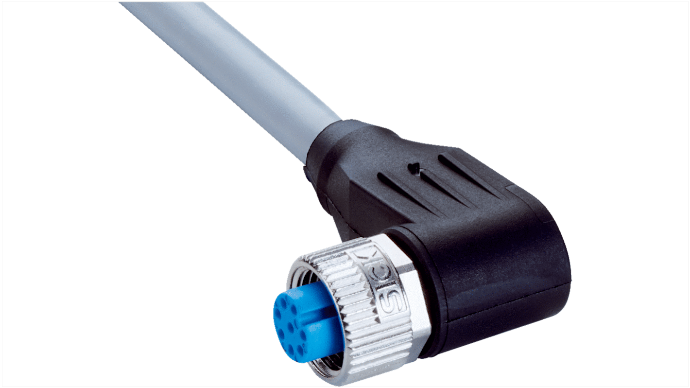 Conector y cable Sick, con. A M12 Hembra, 8 polos, cod.: A, long. 25m, 800 V, 2 A, IP65, IP66K, IP67