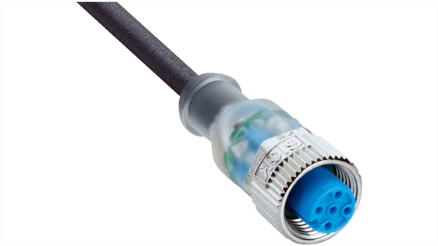 Conector y cable Sick, con. A M12 Hembra, 5 polos, cod.: A, long. 10m, 1,5 kV, 4 A, IP65, IP66K, IP67