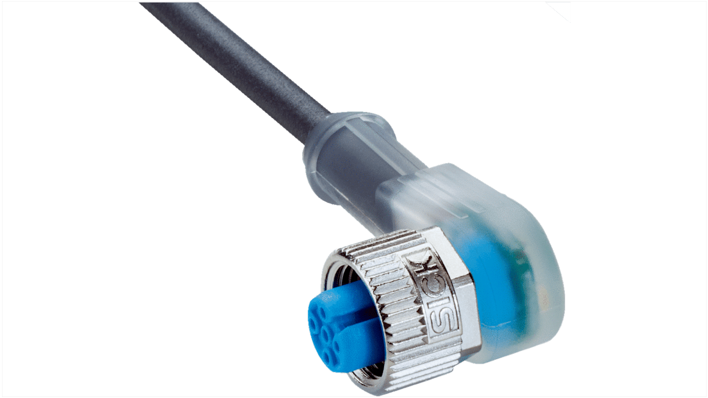 Conector y cable Sick, con. A M12 Hembra, 5 polos, cod.: A, long. 3m, 800 V, 4 A, IP65, IP66K, IP67