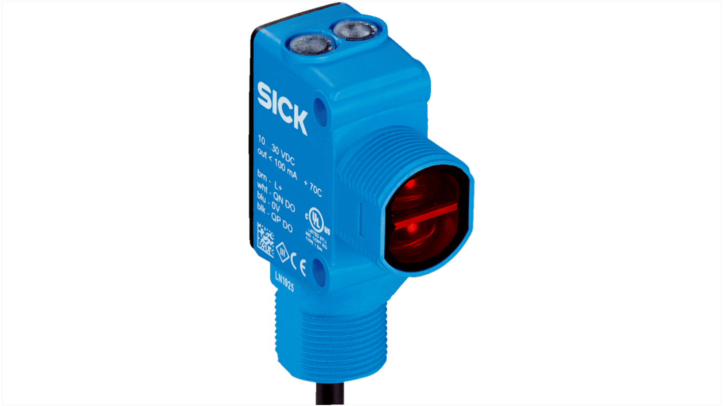 Sick Retroreflective Photoelectric Sensor, Rectangular Sensor, 20 m Detection Range