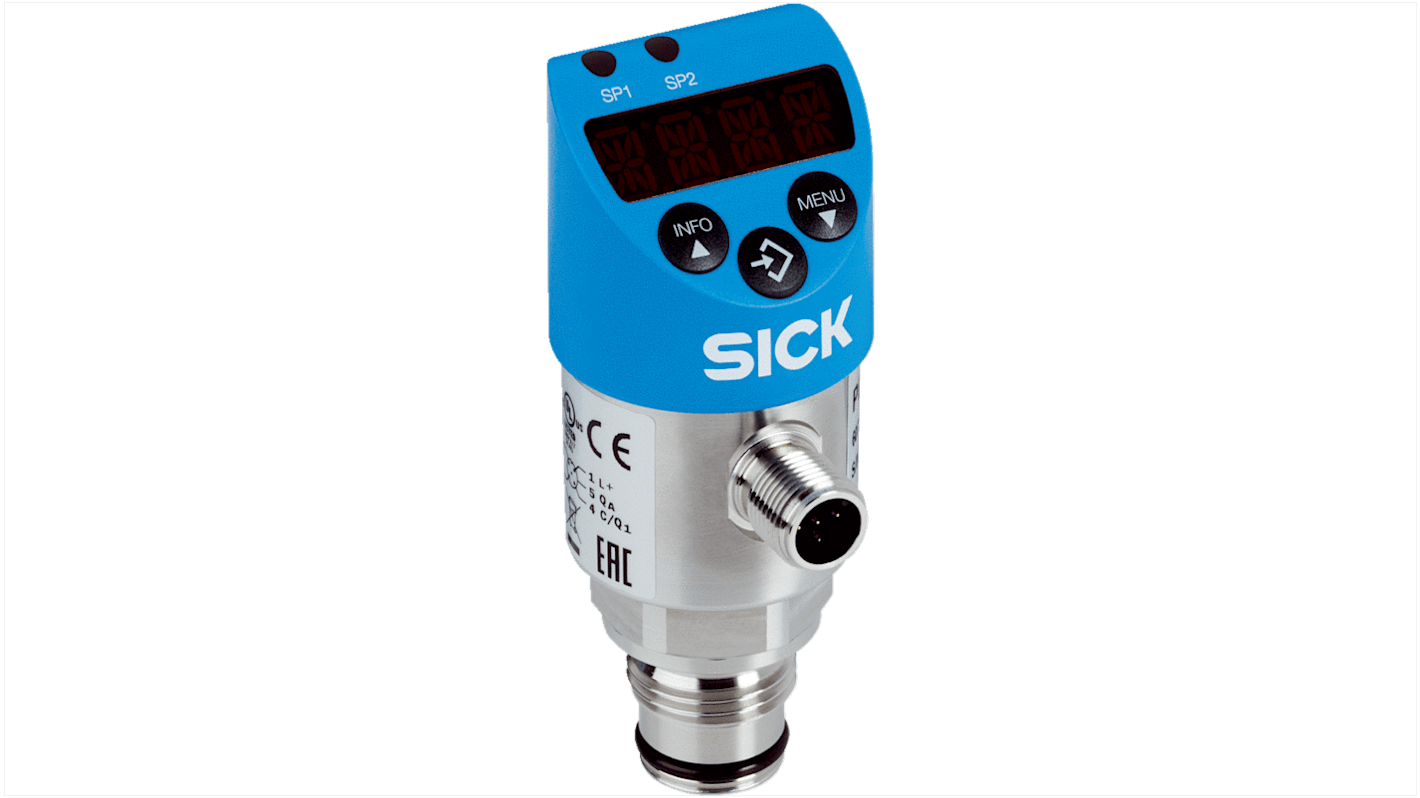 Sensor de presión Compuesto Sick, -1bar → 9bar, G 1/2 B, 15 → 35 V cc, salida IO-Link/PNP/NPN + PNP/NPN, para