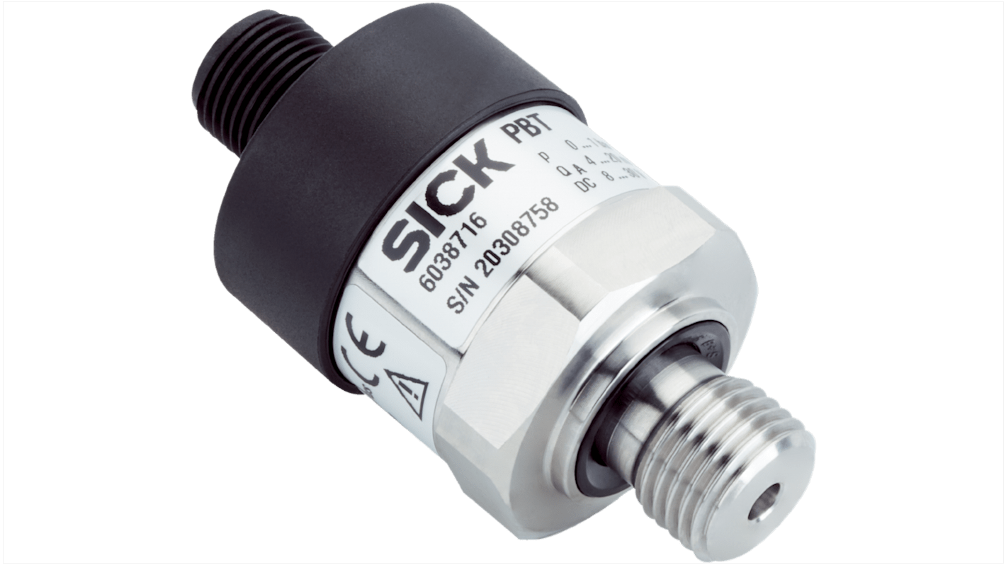 Sensor de presión manométrica Sick, 0bar → 16bar, G 1/4 A, 8 → 30 V cc, para Gaseoso, Líquido, IP65