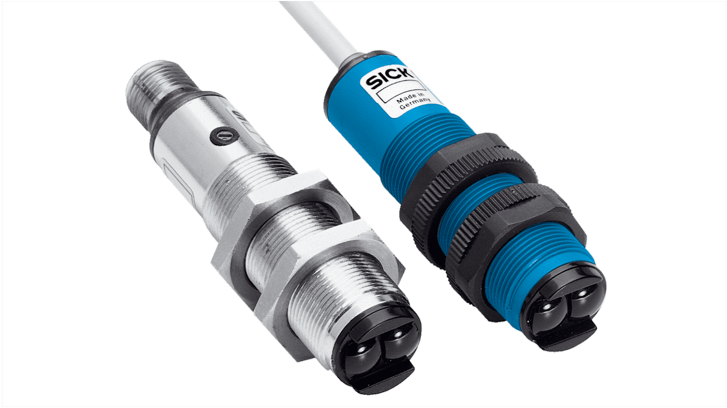 Sick Retroreflective Photoelectric Sensor, Cylindrical Sensor, 3.7 m Detection Range