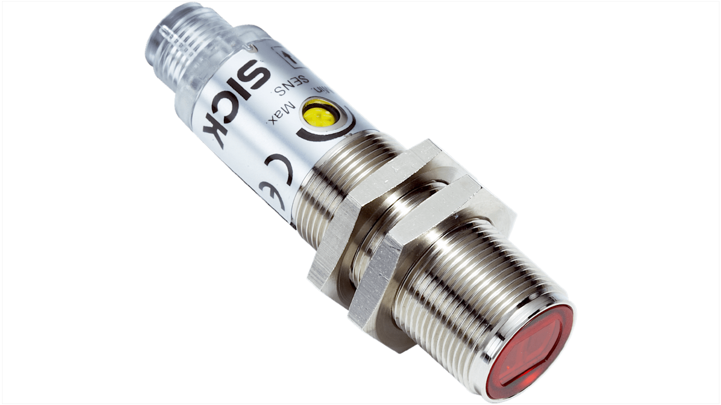 Sick Through Beam Photoelectric Sensor, Cylindrical Sensor, 28 m Detection Range