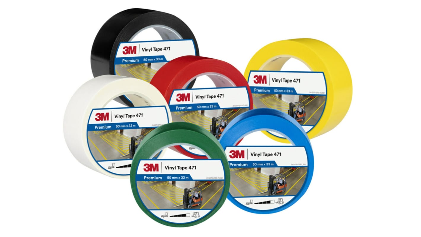 3M 471 Red Vinyl 1296in Hazard Tape, 0.13mm Thickness