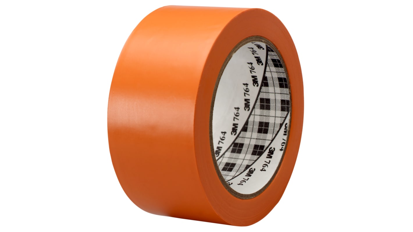3M 764 Orange Polyvinyl Chloride 1296in Vinyl Tape, 0.125mm Thickness