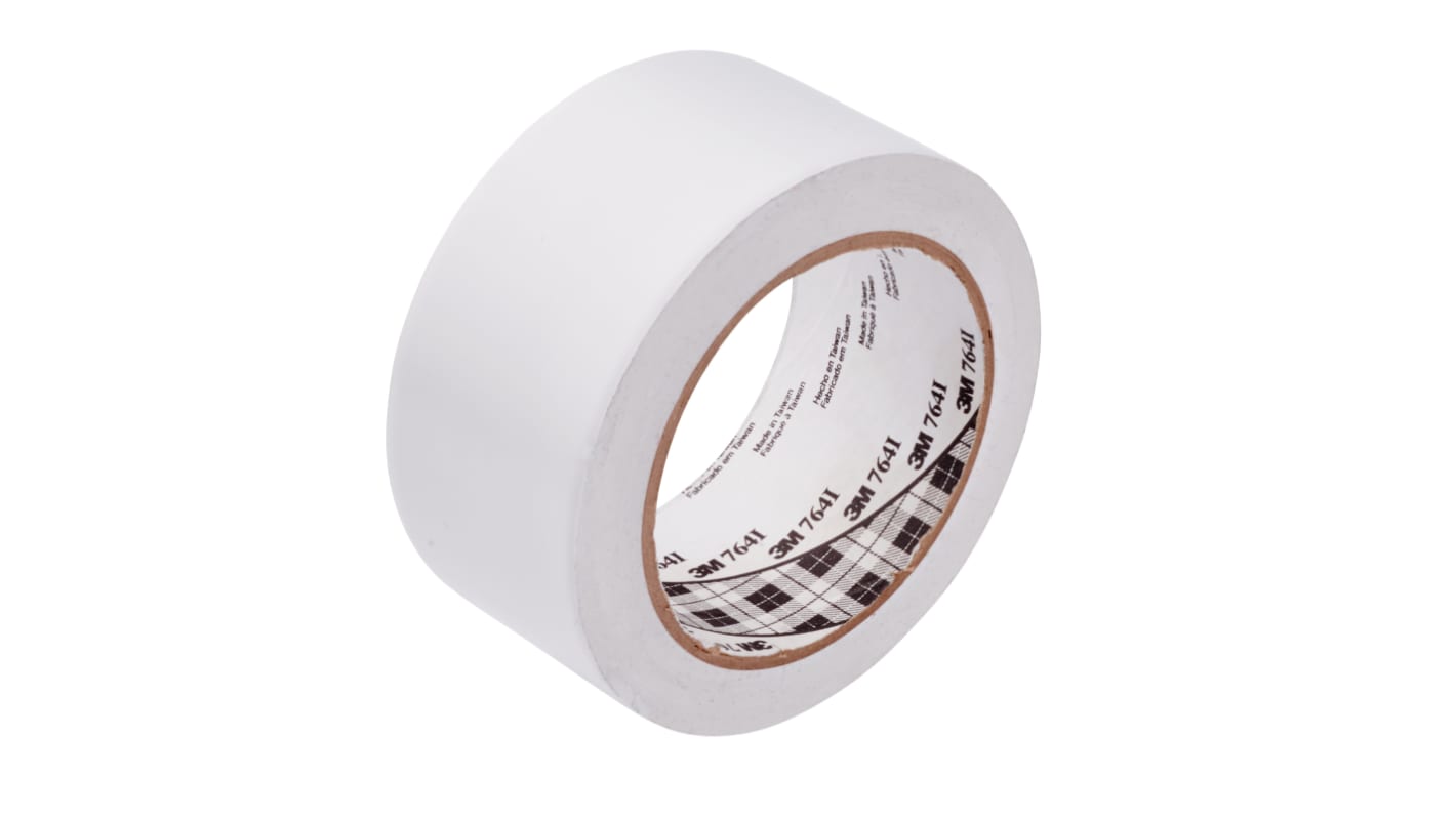 3M 764 White Polyvinyl Chloride 1296in Vinyl Tape, 0.125mm Thickness